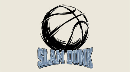 Slam dunk basketball design for t shirt print, poster, sticker, background. Sports league. Game day graphic print. © panji