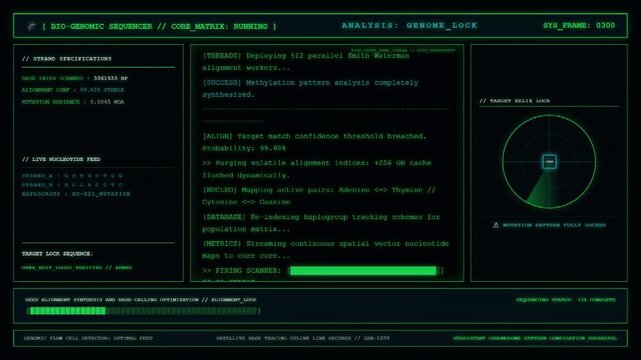 Bio Genomic DNA Sequencer CRISPR Gene Editing Lab Dashboard Animation.