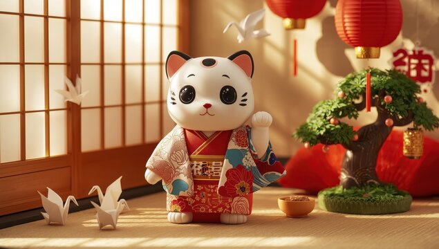 Wishing you fulfilled dreams. Japanese-style Lucky Cat kitten charm.