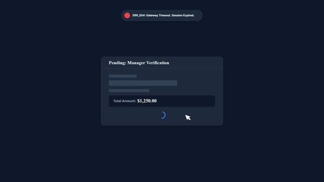 Manager Financial Verification Gateway Timeout Error Screen