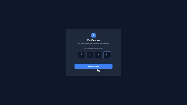 Secure Verification Token Code Interface with Session Terminated Token Expired Error Popup