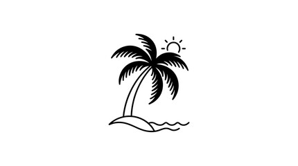 Obraz premium Minimalist Palm Tree Island Vector Illustration