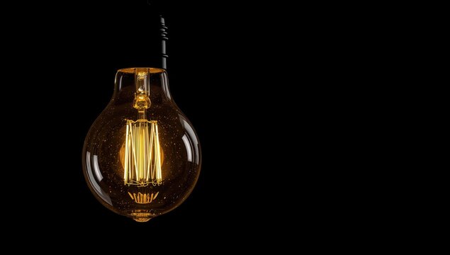 bulb illuminated against dark backdrop, varying glass and illumination