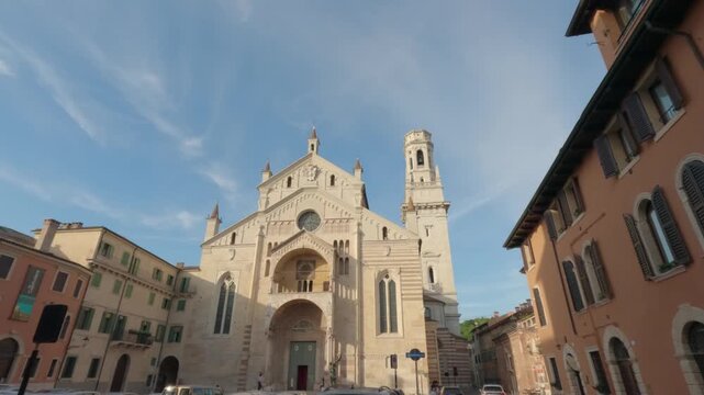 Verona's historic center, the Duomo, sunset light