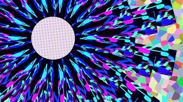 10 seconds seamless looping offset spiral spinning rotating turning colorful technology tracking black background animation screensaver visualizer hd video 