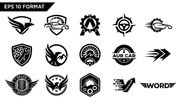 Automotive outline logo collection vector illustration