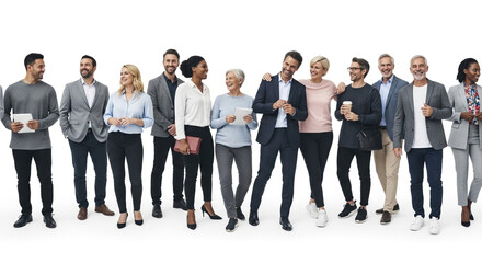 Obraz premium Diverse group of business professionals walking in a line