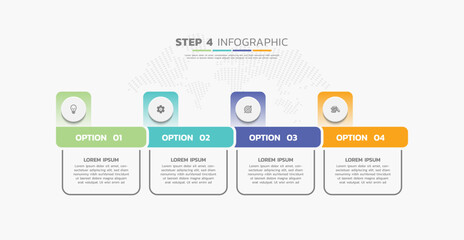 Obraz premium Presentation business abstract background infographic template colorful step 4
