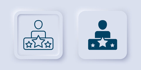 Fototapeta premium Filled and outline Actor star icon isolated on grey background. Square button. Vector
