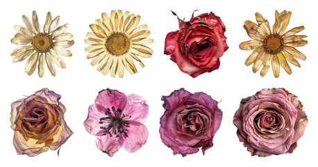 Fototapeta premium PNG Dried flowers in vibrant colors on transparent background