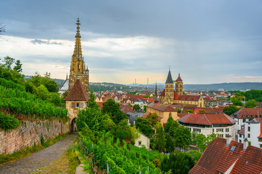 Esslingen on the Neckar River with the Frauenkirche and Stadtkirche St. Dionys, State of Baden-W&uuml;rtenberg, Germany