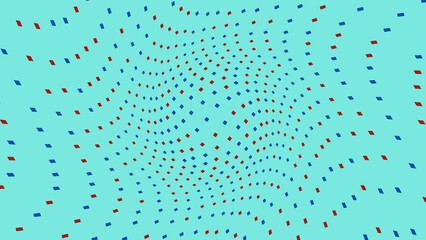 Abstract wave pattern with small red and blue dots