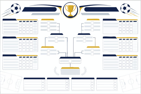 Soccer Match Schedule Football Wall Chart with tournament bracket and trophy