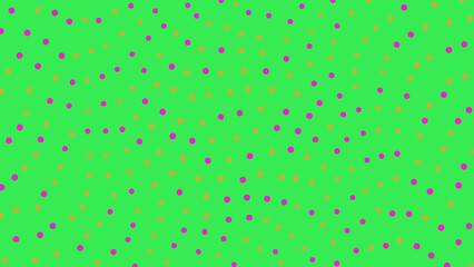 Bright green background with pink and orange polka dots © MUNEEA