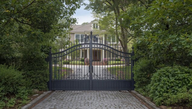 forged metal entrance of a residence on Bislich Island