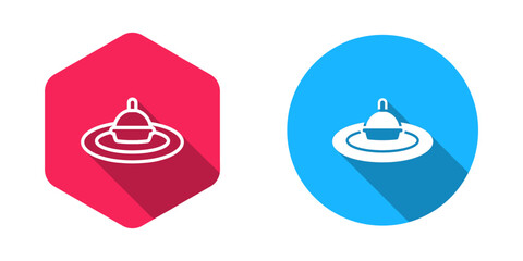 Filled and outline Fishing float in water icon isolated with long shadow background. Fishing tackle. Vector © Iryna