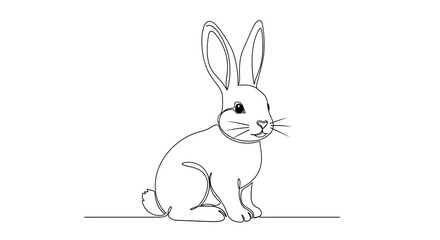 Fototapeta premium Continuous Line Drawing of a Cute Rabbit Sitting