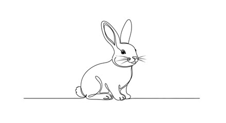 Obraz premium Continuous Line Drawing of a Cute Rabbit