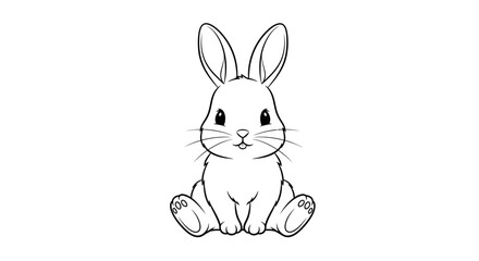Obraz premium Cute Cartoon Bunny Line Art Drawing