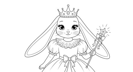 Obraz premium Cute Princess Bunny Rabbit Coloring Page for Kids