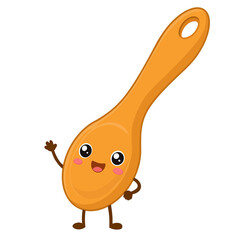 happy little wooden spoon clipart on white background © Teguh