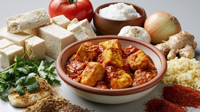tofu tikka masala, creamy indian tomato curry with grilled tofu