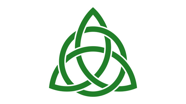 Green Celtic Trinity Knot Symbol on White Background