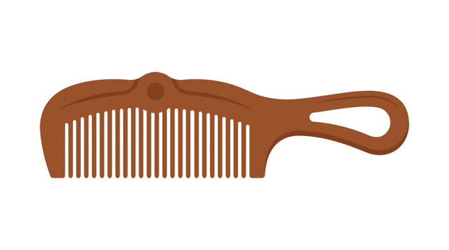 Brown Vintage Hair Comb Illustration Isolated on White Background