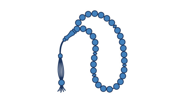 Blue prayer beads with tassel, Islamic rosary, tasbih, subha, meditation, Islamic culture