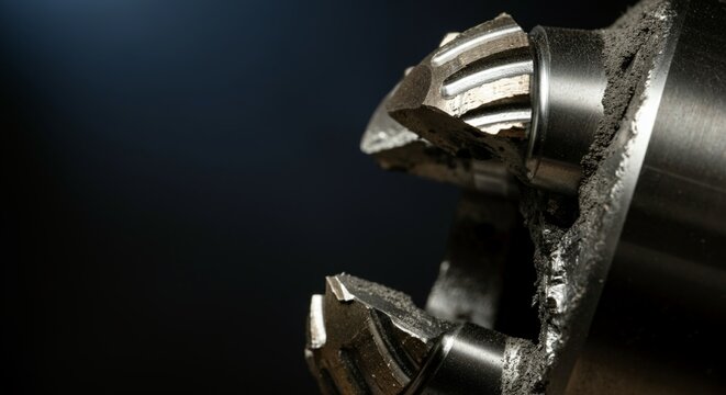 Extreme macro photography close up side profile missing diamond tooth.