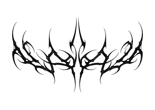 Abstract tattoo-inspired lettering and tribal sigil collection featuring ornamental blackwork elements, gothic calligraphy, decorative symbols, symmetrical line art, and dark aesthetic designs isolate