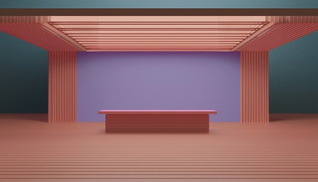3d rendering minimalist booth perspective background