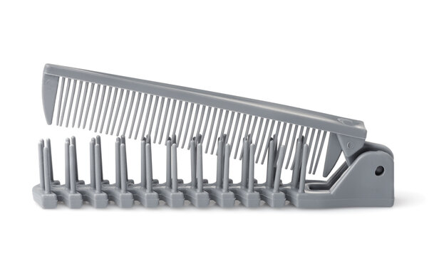 Gray plastic pocket folding comb