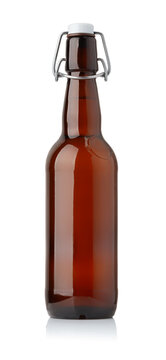 Home brewing beer in amber glass bottle