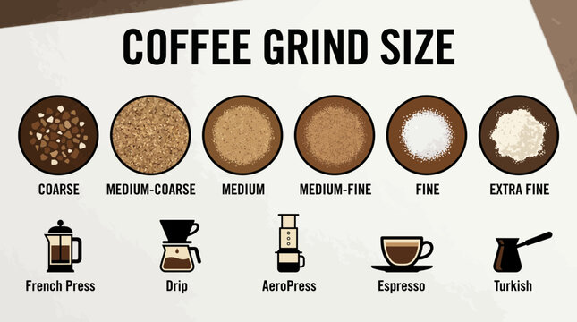 Close-Up of Coffee Grind Size Comparison Chart