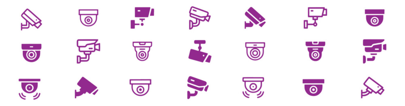 Vector Illustration EPS 10: Security Camera Icon, CCTV Icon Set, and Video Surveillance Camera Symbols