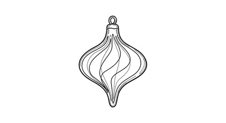 Obraz premium A black and white line drawing of a Christmas ornament.