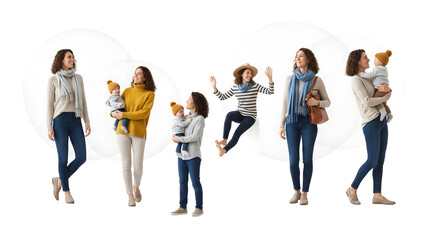 Obraz premium Motherhood journey with a baby, showcasing different stages and emotions