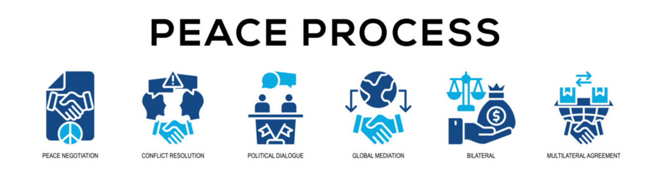 Glyphcolor - Peace Process web banner vector illustration concept