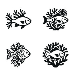 Obraz premium Fish swimming near coral reef.