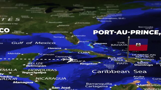 Flight From Mexico City MEXICO to Port au Prince HAITI with flag pins