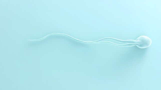 3D render of an amoeba moving on blue background