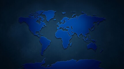 Naklejka premium Deep blue map silhouette with subtle texture on a dark navy background