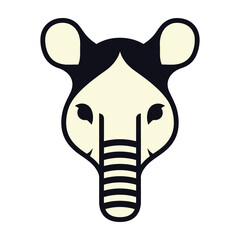 Black and white rhino head illustration with mouse ears on white background © AlphaEdgeX