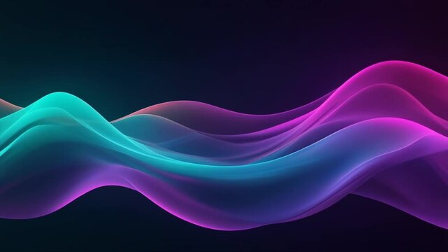 Flowing neon gradients blending teal cyan and violet tones creating immersive abstract ambience