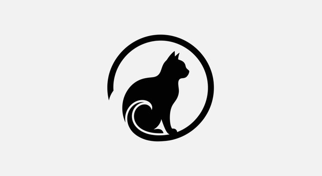 A cat jumps playfully through a hoop in a vector illustration