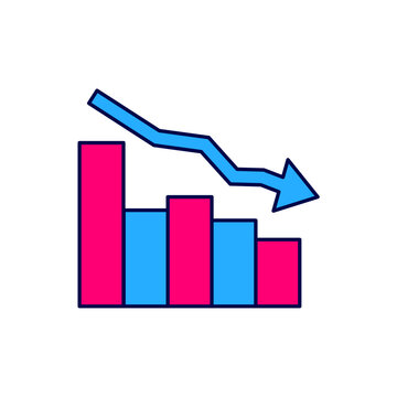 Filled outline Financial growth decrease icon isolated on white background. Increasing revenue. Vector
