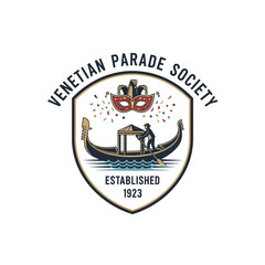 Venetian Parade Society gondola and mask logo. © Frame
