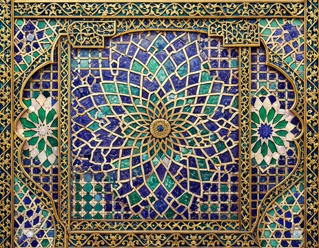 Premium Moroccan mosaic and gold ornament background