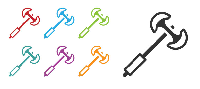 Black Medieval poleaxe icon isolated on white background. Set icons colorful. Vector
